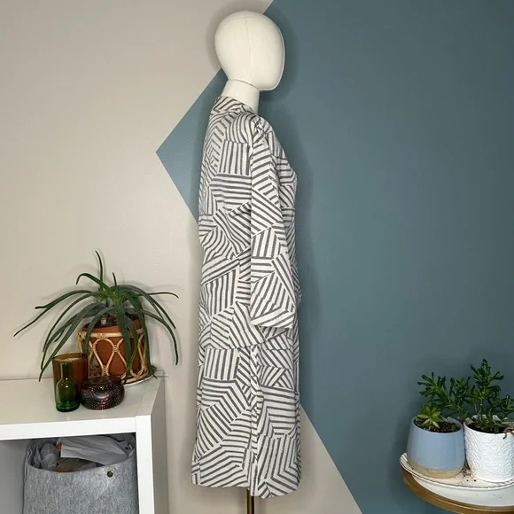 Vintage Nicole Miller Geometric Stripe Skirt Blouse Set Talon Zipper 90s Suit - Picture 4 of 11